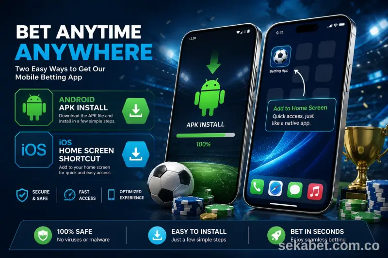 sekabet mobil uygulama APK ve iOS kısayol görseli